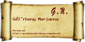 Görheny Marianna névjegykártya